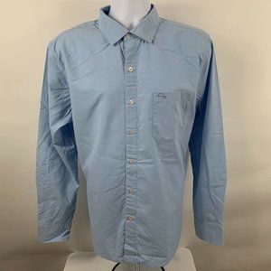 Tommy Bahama Button Down Shirt Men's Large 100% Nylon Light Blue Long Sleeve